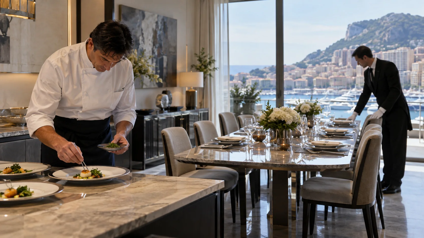 Private chef and butler preparing a Monaco residence for guests